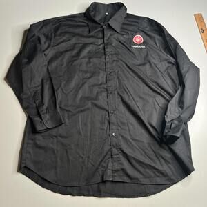 Yamaha Dress Shirt Mens 3XL Black Long Sleeve Button Down Embroidered Logo Bike